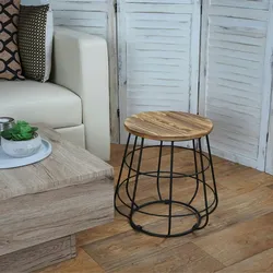 Mendler Sitzhocker HWC-A80, Hocker Aufbewahrung, Industriedesign Echtholz Ø35cm