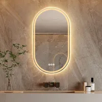 Yorbay Badspiegel groß mit Beleuchtung, LED Knopfschalter, Antibeschlag, Oval