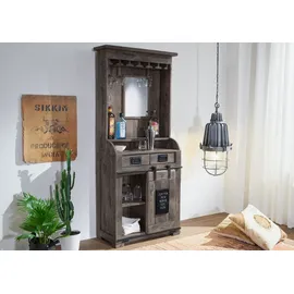 Massivmoebel24 Bar Mango 75x35x170 grau lackiert RAILWAY 241