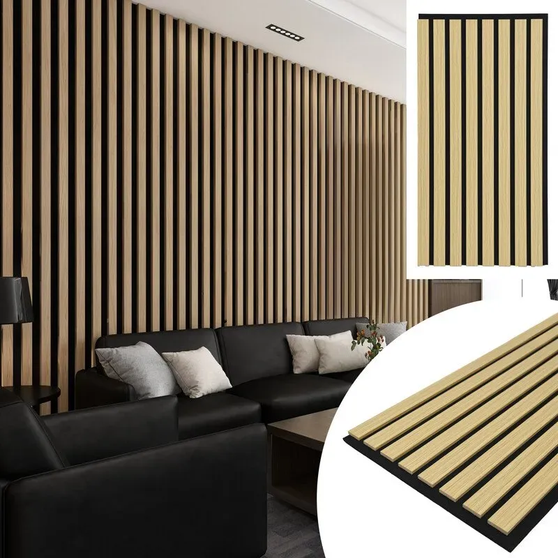Eichen 3D-Akustikpaneele – 4er-Set (30 x 60 cm) | Schallabsorbierende Wandpaneele zur Geräuschreduzierung & Echo-Kontrolle | Holzlamellen-Design mit Filzrückseite für Homeoffice, Studio, Wohnzimmer