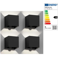 4x Wand-Außenleuchte CUBEL, Bewegungsmelder,, wetterfest, schwarz, IP65, Up & Do