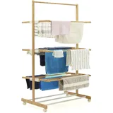 IDMarket Wäschetrockner Bambus, Rita, 3 Ebenen, Zusammenklappbarer Wäscheständer, H.150 cm