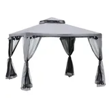 Gartenpavillon Pavillon 3x3m Partyzelt Mit 4 Seitenwänden Wetterfest Aus Metall Und Polyester In Hellgrau Für Garten Und Veranstaltungen  on-site