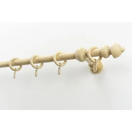 GARESA Gardinenstange STANDARD, Ø 20 mm, 1-läufig, Wunschmaßlänge, mit Bohren, verschraubt, Holzwerkstoff, Vorhanggarnitur, reine Holzgarnitur, verlängerbar, mit Ringe braun Ø 20 mm x 170 cm