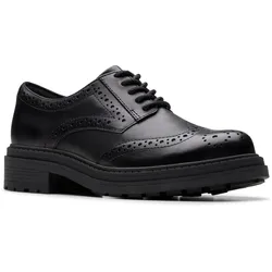 Schnürschuh CLARKS "Orinoco 3", Damen, Gr. 39,5, schwarz, Leder, unifarben, Lyralochung, klassisch, Schuhe, Budapester, Brogue, Business Schuh mit weicher Lederinnensohle