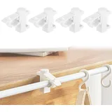 JYNXOR 4 Stück Klemmhalter für Gardinen, Halterung für Gardinenstange, verstellbare Querstange, Handtuchhalter, Halterung für Querstange, verstellbar, Halterung für Gardinenstange, für Küche