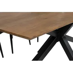 Esstisch 220x100cm Akazie massiv nussbaumfarben schweizer Kante Spider-Gestell ABBY