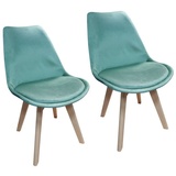 HTI-Living Esszimmerstuhl Stuhl Atlanta Velvet Uni 2er-Set (Set, 2 St), Esszimmerstuhl Samtbezug Holzfüße blau