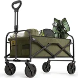 Avalo Bollerwagen - Faltbar - Bis 90KG - 80x47x49 CM - 80L - 360o Räder - Grün