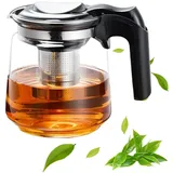 Gohytal Teekanne Glas, Teekanne mit Siebeinsatz 1,5 L, Glas Teekanne Thermo mit Deckel, Edelstahl Filter Sieb, Borosilikatglas Teekanne, Tea Maker Teekanne, Teapot für Losen Tees, Blumentee