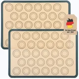 Intirilife 2x Silikon Macaron Backmatte in Grau-Braun mit 42 x 29.5 cm Größe - Backmatte Kochutensil Backunterlage Teigrollmatte