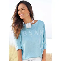 Rundhals-Shirt »Iduna«, mit Logodruck, Baumwoll-Mix, lockere Passform, Gr. L (40), hellblau, , 51249919-L