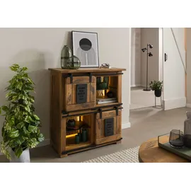 MASSIVMOEBEL24.DE Highboard 90 x 100 x 45 cm Beige / Braun