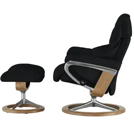 Stressless Relaxsessel Reno Leder 92 x 110 x 80 cm Schwarz mit Hocker