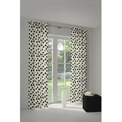 Vorhang ADAM "Dots", weiß (naturweiß, schwarz), B:145cm H:175cm, Jacquard, Baumwolle (Bio-Baumwolle), Leinen, Gardinen, nachhaltige Materialien