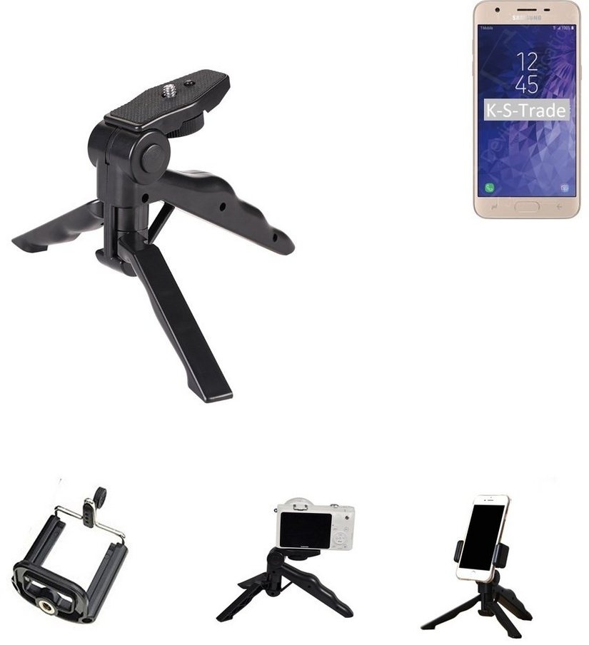 K-S-Trade für Samsung Galaxy J3 Star Smartphone-Halterung, (Stativ Tisch-Ständer Dreibein Handy-Stativ Ständer Mini-Stativ) schwarz