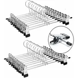 Metall-hosenbügel, Hosenbügel Mit Clips, Hosenständer Mit Verstellbaren Chromclips, Metallbügel, Knitterfreie Rockbügel, Platzsparende Bügel, 20er-packung