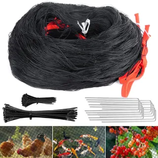 Vogelschutznetz Engmaschig Vogelnetze 15x15m mit Maschenweite 5cm Taubennetz Balkon Teichnetz Feinmaschig Volierennetz Hühnernetz Laubnetz Schwarz Witterungs & UV Beständig