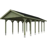 SKANHOLZ Skan Holz Wallgau - Satteldach Einzelcarport Breite 430 cm Gr. 3 - 430 x 900 cm Dachschalung mit Dachschindeln (schwarz) farblich unbehandelt Holzcarport