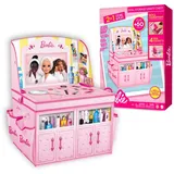 Barbie 2 in 1 Faltbare Aufbewahrungsbox und Schminktisch-Set - Platz für mehr als 60 Puppen und Zubehör - Spielzeug Organizer mit Fächern