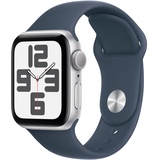 Apple Watch SE 2023 GPS  40 mm Aluminiumgehäuse silber, Sportarmband sturmblau M/L
