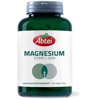 Abtei Nature & Science Magnesium – Magnesiumcitrat und Oxid mit hoher Bioverfügbarkeit – 400 mg je Tagesdosis - laborgeprüft, hochdosiert und vegan, 180 Tabletten