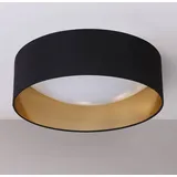 LINDBY Stoff-Deckenlampe Coleen in Schwarz, innen gold