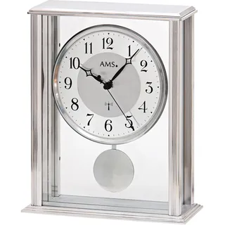 AMS "F5190", silber (silberfarben), Tischuhren, Quarzuhr, Wohnzimmer, Esszimmer