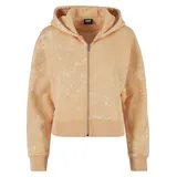 URBAN CLASSICS Ladies Short Oversized Towel Washed Zip Hoody - Orange