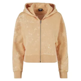 URBAN CLASSICS Ladies Short Oversized Towel Washed Zip Hoody - Orange