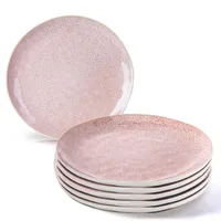 MiaMio - 6 x 28 cm Teller Set Steingut Keramik – Große Speiseteller für Hauptgerichte und Dinner – Modernes Geschirr in Rosa – Lumera Kollektion, spülmaschinen- und mikrowellengeeignet