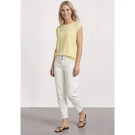 STREET ONE High Waist Barrel Leg Jeans, im Loose Fit Off White washed, 28, Länge 28, weiß (weiß (länge 28)), Denim/Jeans, Obermaterial: 55% Baumwolle, 21% Polyester, 14% Lyocell, 9% Viskose, 1% Elasthan, unifarben, knöchelfrei, Jeans, mit Viskose
