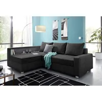 Ecksofa COLLECTION AB "Relax L-Form" Sofas Gr. B/H/T: 223 cm x 84 cm x 91 cm, Microfaser PRIMABELLE-Struktur, Ottomane beidseitig montierbar, mit Bettfunktion, schwarz (schwarz, schwarz) Ecksofa Sofas mit LED inklusive Bettfunktion, Federkern, wahlweise RGB-LED-Beleuchtung