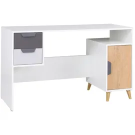 Deine Möbel 24 Kinderschreibtisch JUSTIN 13 Schreibtisch 130 cm breit (Set, 3-St., Set), in Weiß Matt / Graphit / Grau / Eiche Scandi Still grau