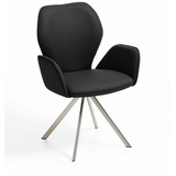 Niehoff Sitzmöbel Colorado Trend-Line Design-Armlehnenstuhl Edelstahl/Leder - 180° drehbar Napoli schwarz