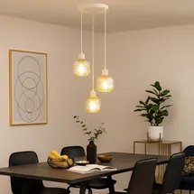 GLOBO Beige 3-flg. 35 cm Rund Glas, Metall