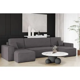 kaiser möbel Ecksofa mit schlaffunktion und bettkasten, Sofa U-form, Couch U-form BEST Dicker Cord Dunkelgrau