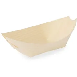 BIOZOYG 100 Stück Snackschalen Einwegschalen Holzschiffchen 110mm, biologisch abbaubar, für Fingerfood, Schalen aus nachhaltiger Forstwirtschaft