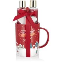 Brubaker Cosmetics Bade- und Dusch Set Winter Beeren Duft - 4-teiliges Geschenkset in großer Weihnachtstasse - Weihnachtsset für Frauen und Männer