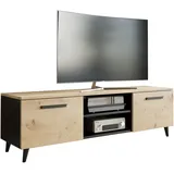 matkam Bergen TV-Lowboard 47x150x40 cm Schwarz/Eiche