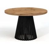 dekori.interiors Dekori_Interiors Esstisch, Eiche Wotan, Schwarz, Holz, Rund, 120x77x220 cm, Esszimmer, Tische, Esstische