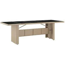 vidaXL Gartentisch mit Glasplatte 240 x 75 x 240 cm Beige