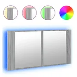 vidaXL LED-Spiegelschrank Grau Sonoma 90x12x45 cm Acryl