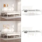 Seniorenbett Mit Kopfteil Weiß Super Kingsize Massivholz - Seniorenbett - Doppelbett - Massivholzbette - Kiefernbett - Weißes Bett - Home & Living