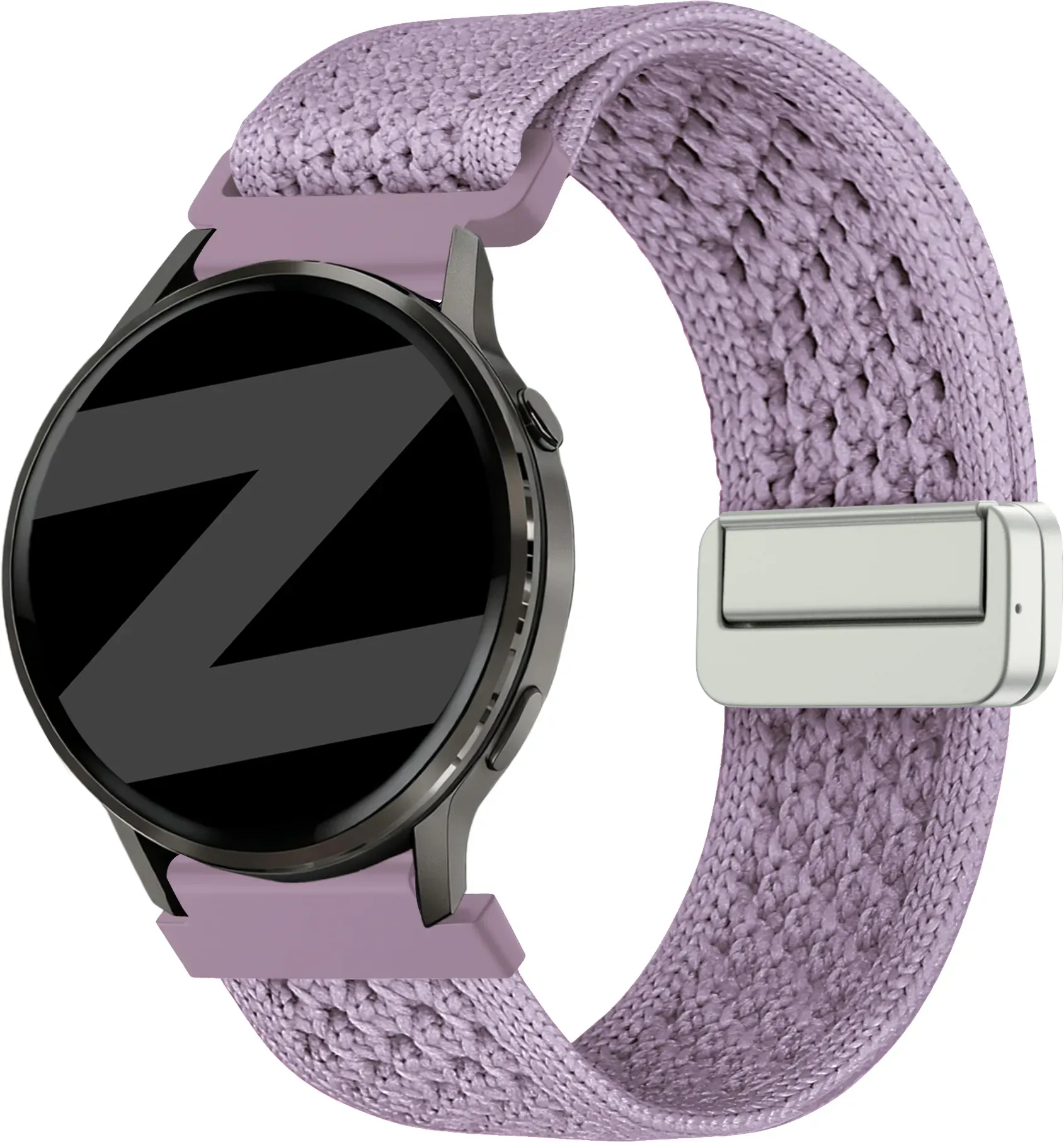 Bandz Oozoo Smartwatch 20mm Armband Nylon für Oozoo Smartwatch 20mm - Hell lila - Magnetischer Verschluss
