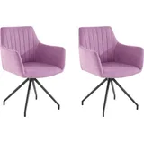 loft24 Esszimmerstuhl Dagmar (Set, 2 St), Drehstuhl mit 360° Drehfunktion lila