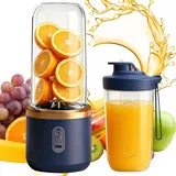 Foreverup Tragbarer Mixer, 400ML Smoothie Maker, Maker to Go Mini-Standmixer mit 6-Klingen Edelstahl, Wiederaufladbarem Portable Blender mit Ersatzbecher für Smoothies Shakes(Blau)