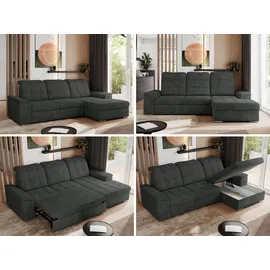 mks möbel ECKSOFA MADRITO L - Dunkelgrau Struktur - Rechts