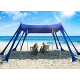 Vibemo Strandzelt, UPF50+ Schutz Sonnenschutz mit 8 Sandsäcken, 3.0 x 3.0 m, inklusive Sandschaufel, Heringe & Stabilitätsstangen, Outdoor Strandüberdachung Pop Up Sonnenschutz für Camping, Angeln