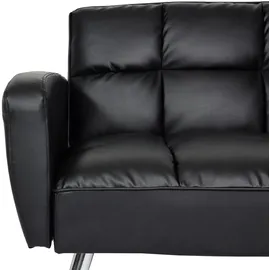 Mendler Schlafcouch Kunstleder 3-Sitzer Schwarz